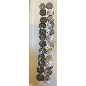 Mother of Pearl Button Lot Smoke Gray 24 Pieces 1” Vintage NOS New Smoky 2 Hole